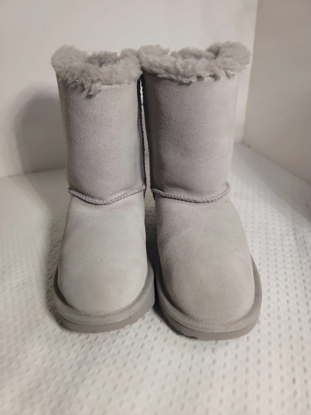 UGG Kids Gray Boots with Lilac Bows